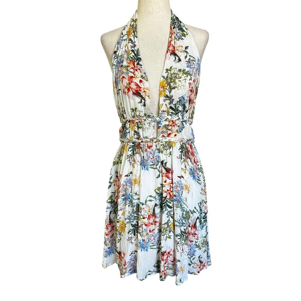 ILLA ILLA Multicolor Floral Halter Openback Bohemian Women Dress Medium | 28-16